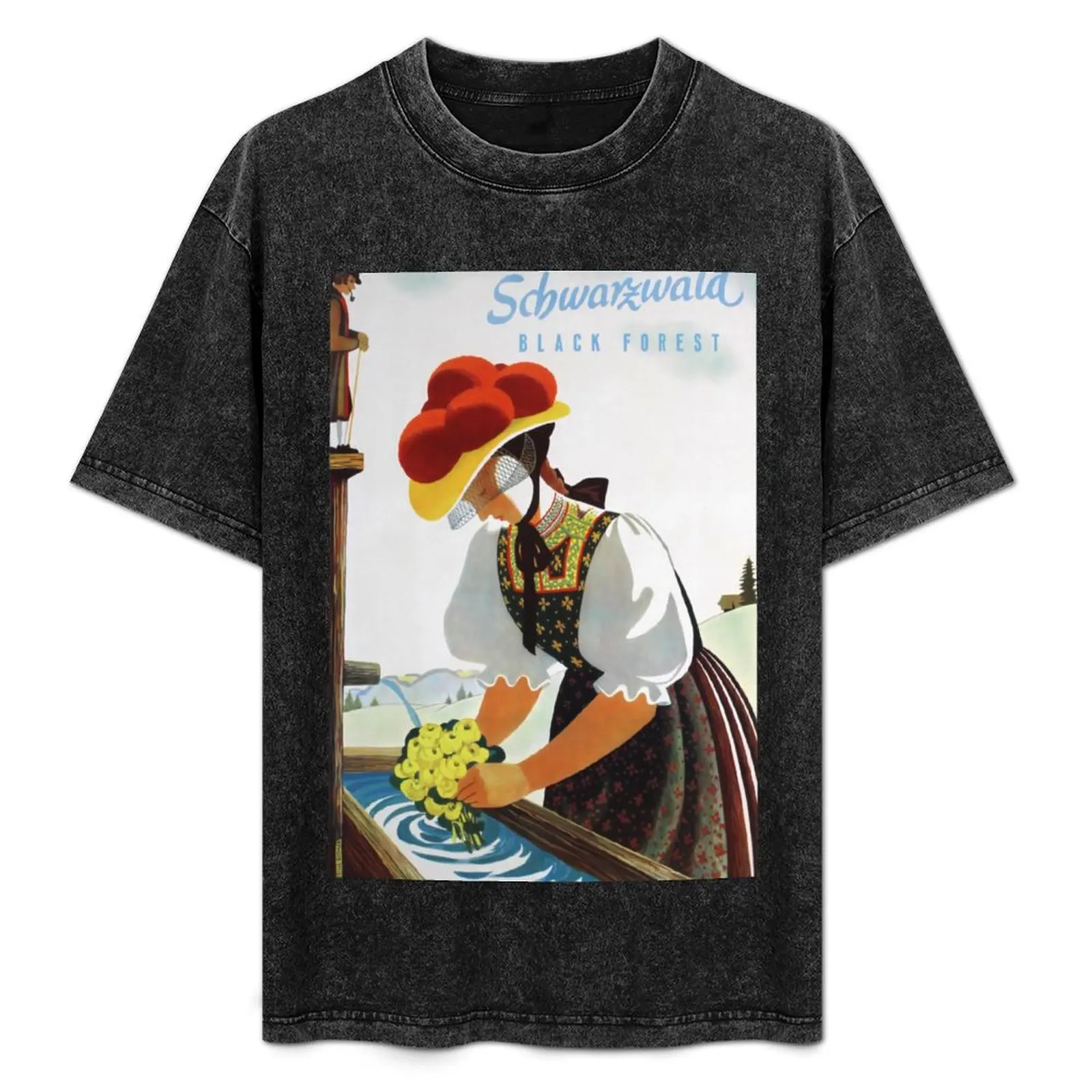 Schwarzwald Black Forest винтажная футболка мужская хлопок