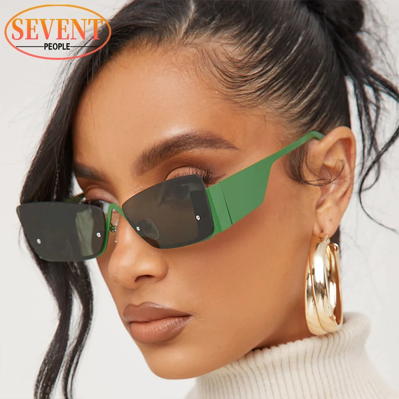 

Rimless Cat Eye Sunglasses Women 2023 Luxury Brand Designer Fashion Cateye Sun Glasses For Female Metal Small Frame Sunglass Men