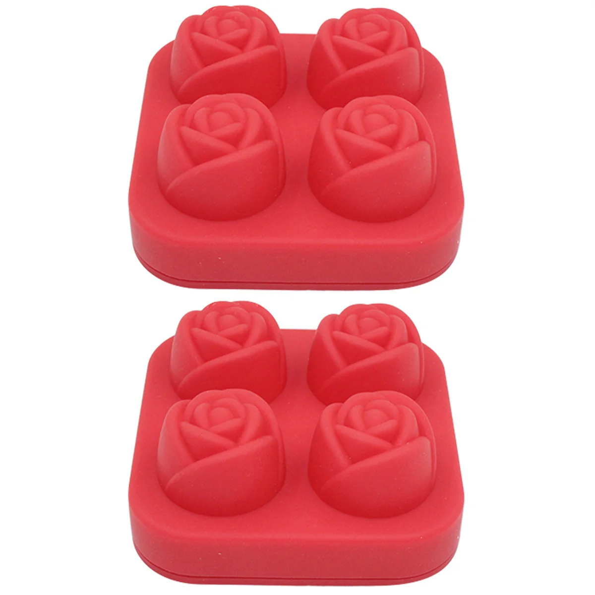 

2 шт., форма «сделай сам» для шоколада, конфет, капкейков, 4 полости, форма, поднос для льда, 8,8x8,8x3,8 см (красный)