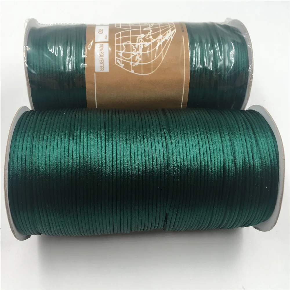 

2mm Dark Green 10-225meters Chinese Knot Cord Satin Thread Macrame Rope Bracelet Braided String DIY Tassels Beading Thread