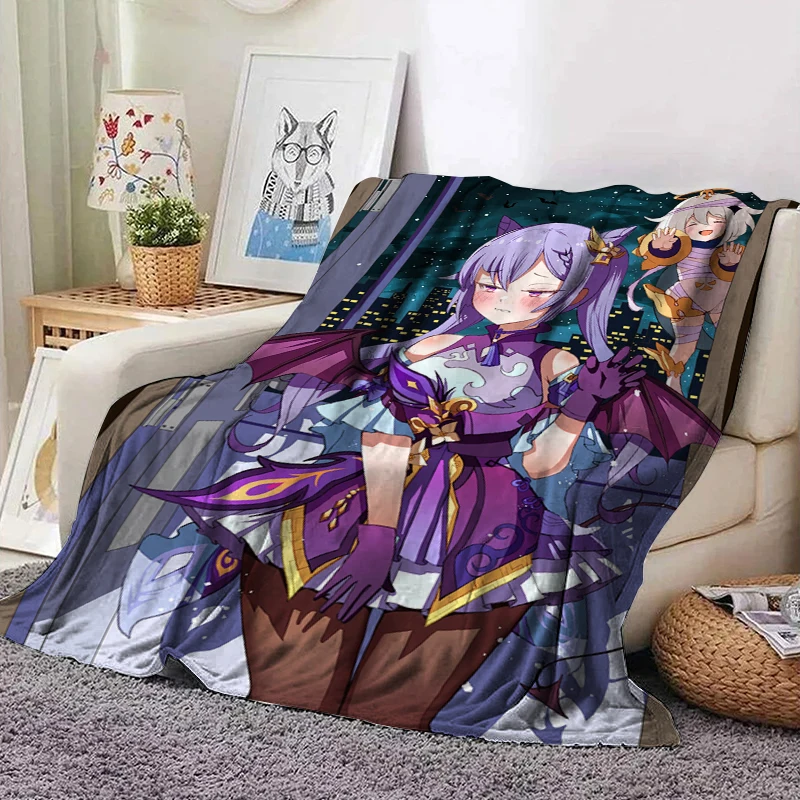 

Genshin Lmpact Fleece Blanket For Decorative Sofa Fluffy Soft Blankets Bedspread On The Bed Bedroom Decoration Throw Boho Custom