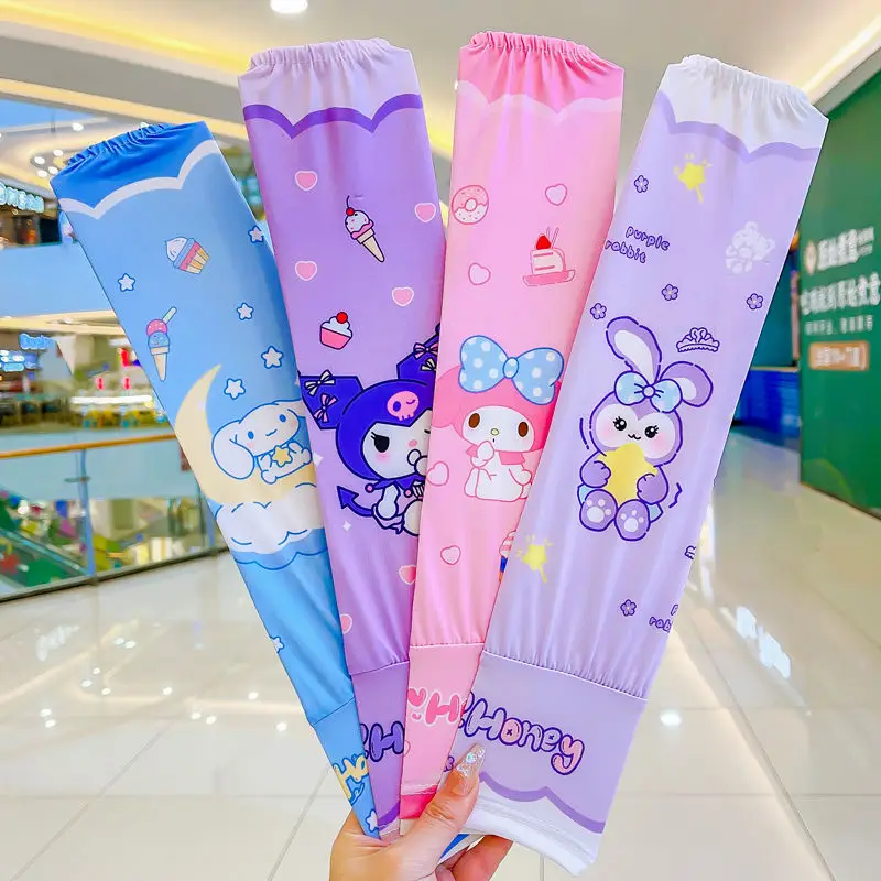 

Sanrio Anime Kuromi My Melody Cinnamoroll Pochacco Pompompurin Sunscreen Ice Silk Sleeves Ultraviolet-Proof Kawali Gift For Kids