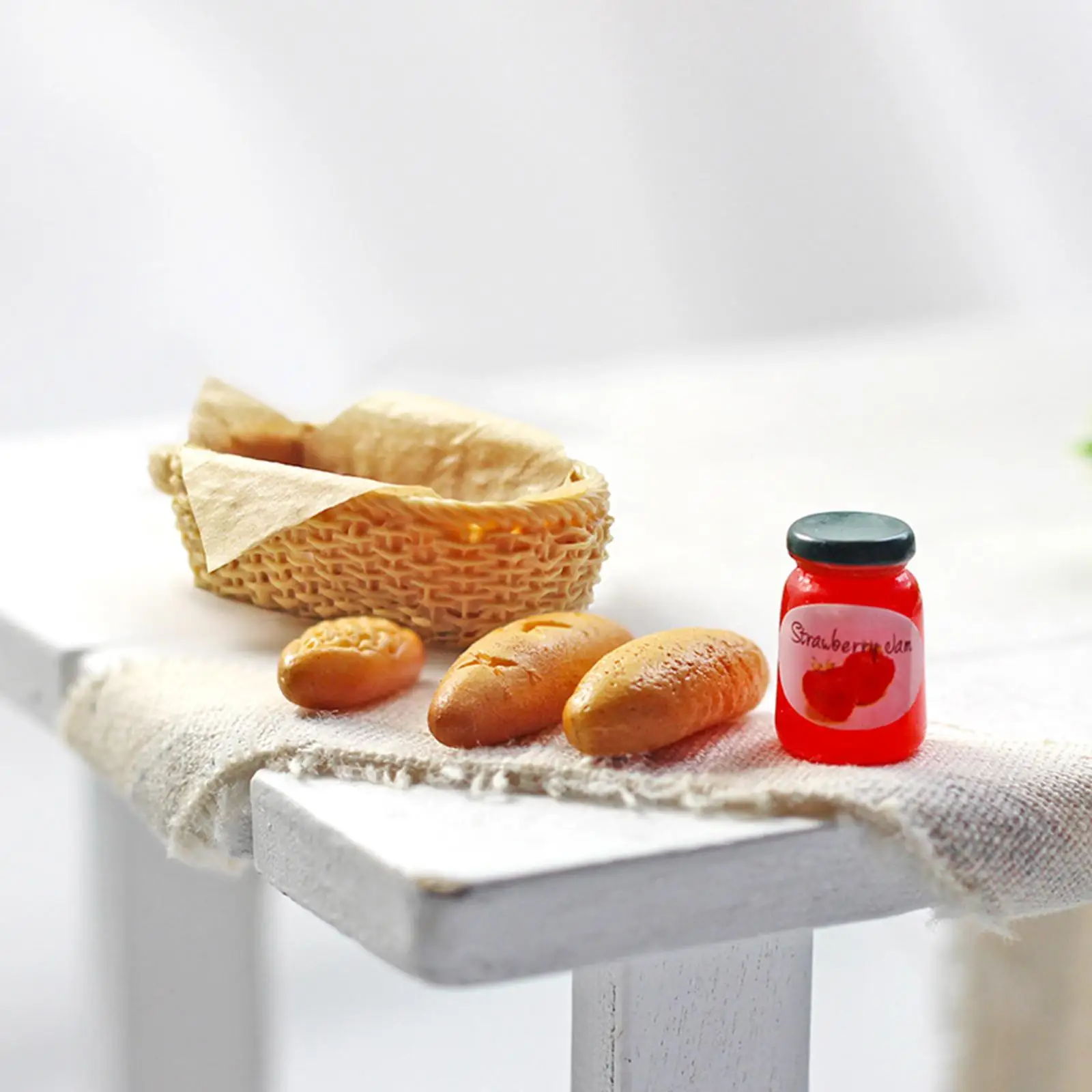 

1:12 Cute Jam Small Bread Basket Set for Dollhouse Decor Toy for Children