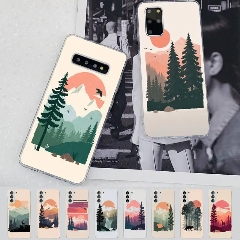 

Mountain Tree Sunset Phone Case for Samsung S21 A10 for Redmi Note 7 9 for Huawei P30Pro Honor 8X 10i cover