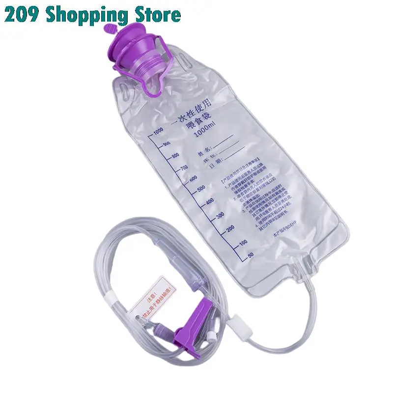 

1set 1000ml Medical Plastic Feeding Bag Enteral Nutrition Supply Bag Nasal Feeding Nutrient Gravity Pump Transparent Tube Bag