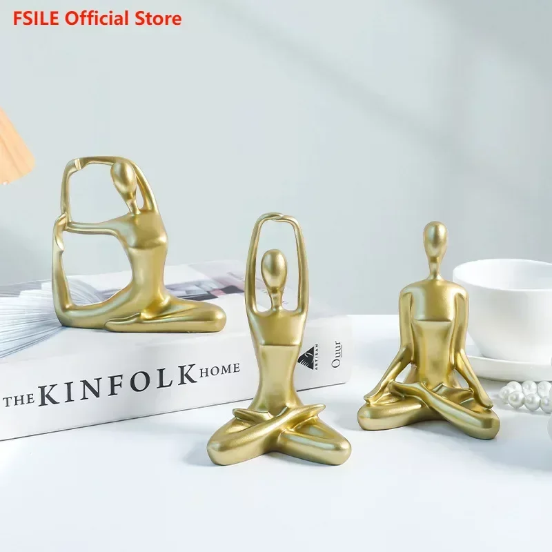 

Light Luxury Yoga Dance Sports Figure Three Piece Set Decoration Model Bedroom Living Room Study Room Hotel Beauty Decoration