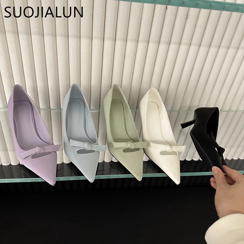 

Женские туфли-лодочки SUOJIALUN, новинка весны 2023, модные туфли с острым носком и пряжкой, без застежки, туфли с ремешком на пятке, туфли-лодочки н...