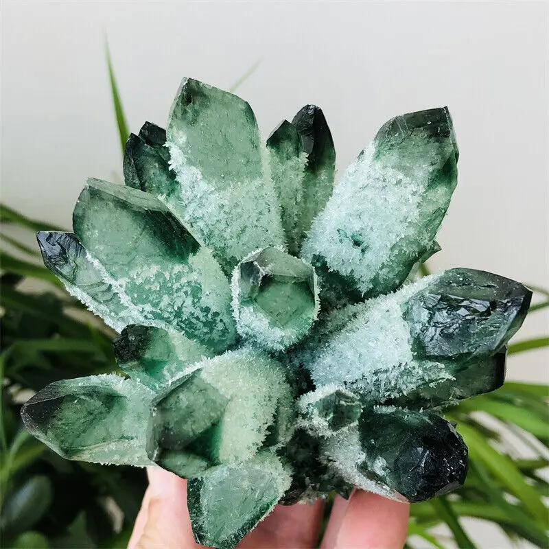 

Green Phantom Quartz Crystal Cluster Mineral Specimen Healing Crystal Ornament Home Furnishing Articles