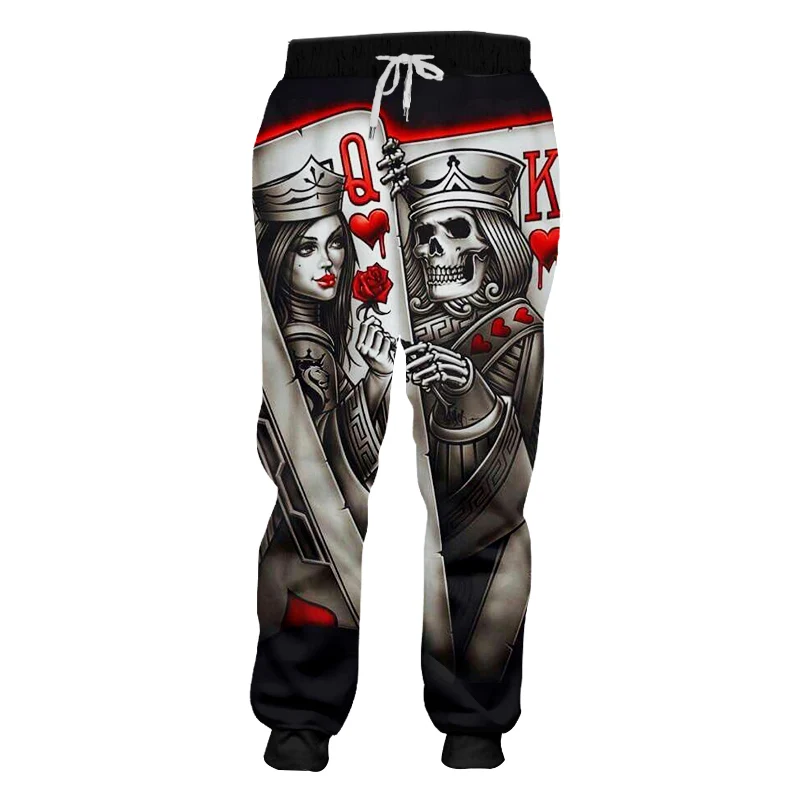 

Men's Queen and King Poker Skull 3D Printing Fashion Men's Jogging Pants Street Wear Autumn Sports Pants Unisex Casual Pants