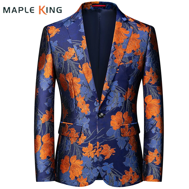Costume Homme Mariage 2022 Men's Blazer Floral Print Social Party Dress Suits For Men Luxury Elegantes Jaqueta Masculina Ternos