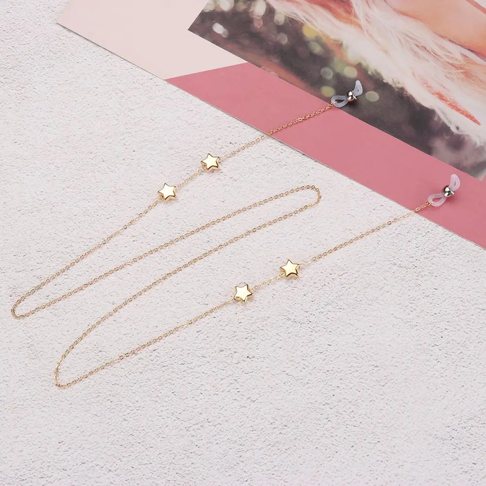 

Новинка, золотые аксессуары для очков, шнуры для очков со звездами, цепочки для очков, веревка для очков для чтения, шнурки для солнцезащитны...