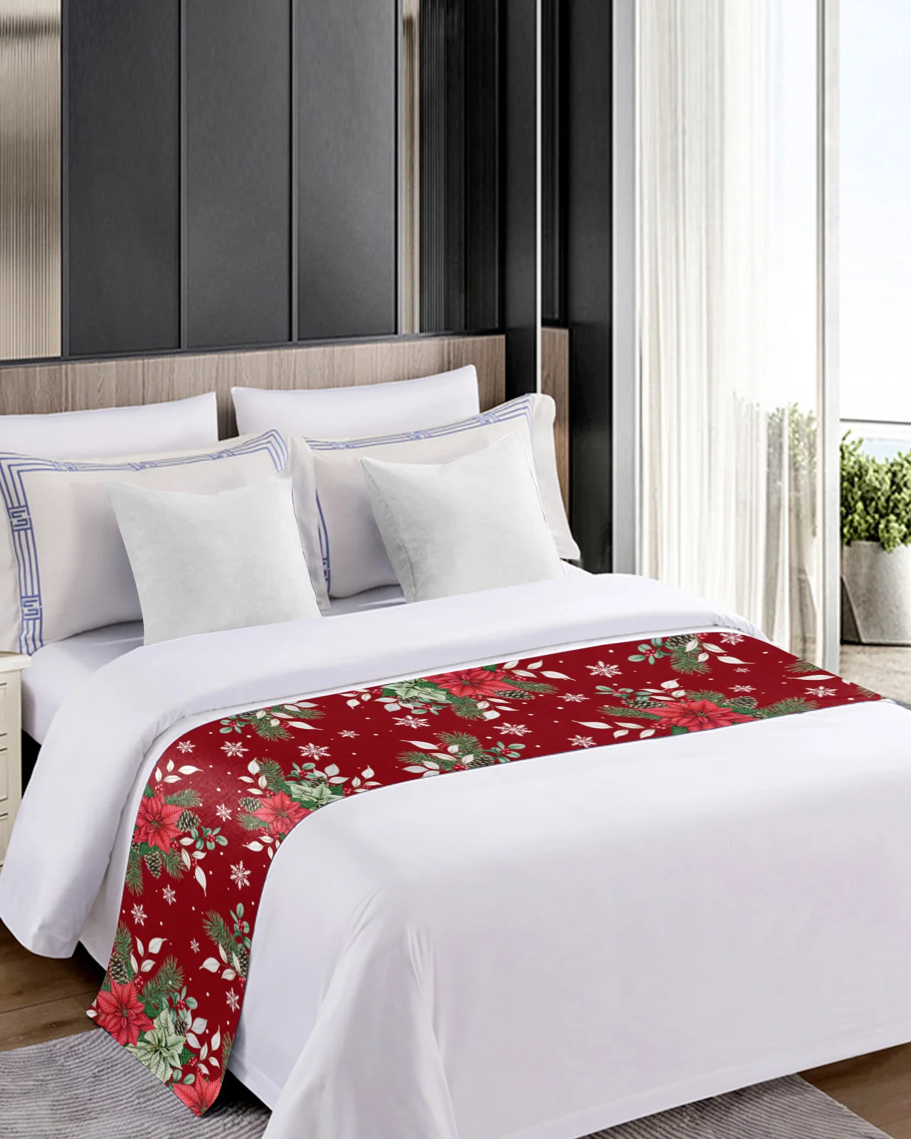 Рождественское зимнее Пальчиковое дерево ягоды украшение для кровати дома отеля