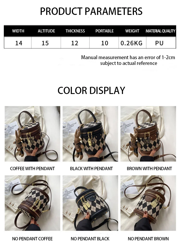 2023 Women's Bag Luxury Lattice Pattern Shoulderbag Bucket Bags Female Mini Handbags For Ladies Potch on Offer Free Shipping
