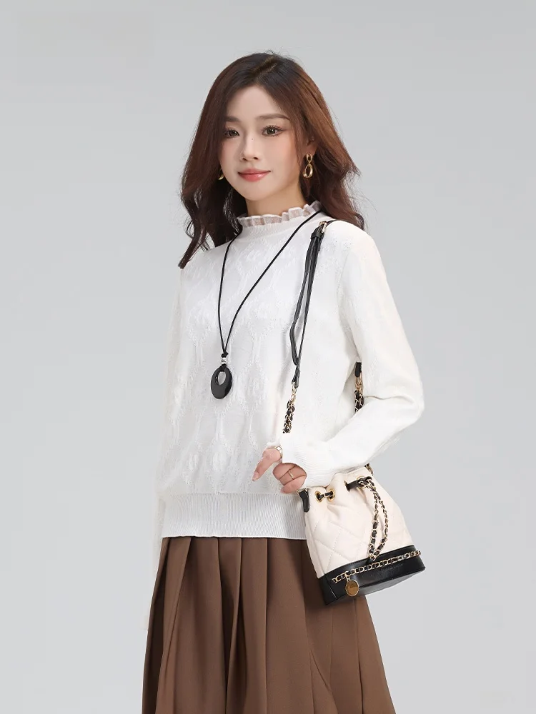 Handu Clothing House кружевная рубашка с длинными рукавами женская вязаная облегающая