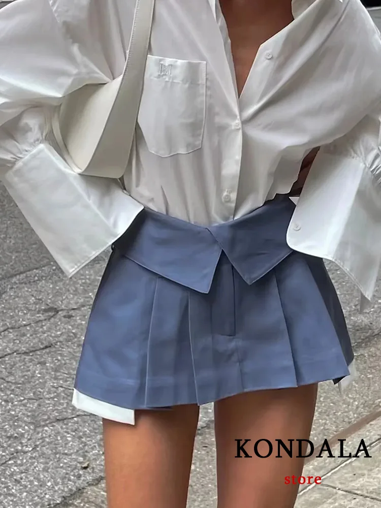 

Повседневная Универсальная Женская юбка KONDALA в праздничном стиле, однотонная плиссированная короткая юбка выше колена на молнии со складка...