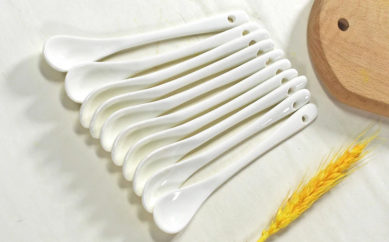 Набор чайных ложек Bacugi, костяной фарфор, белые, 10 шт