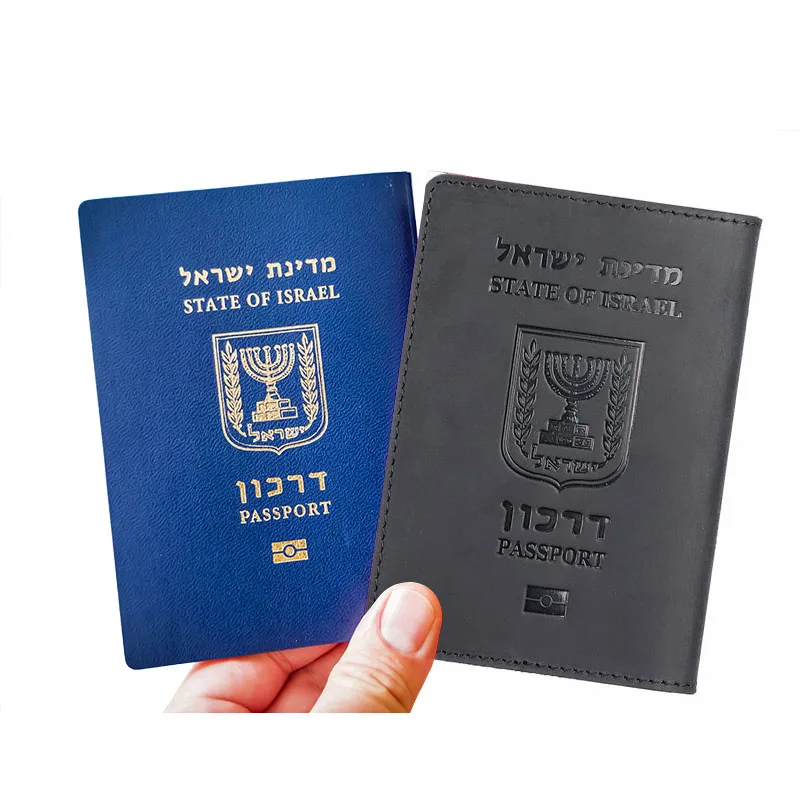 Name Engraved Leather Israel Passport Cover with Personal Name Travel Wallet Israel Passport Holder Customized Name