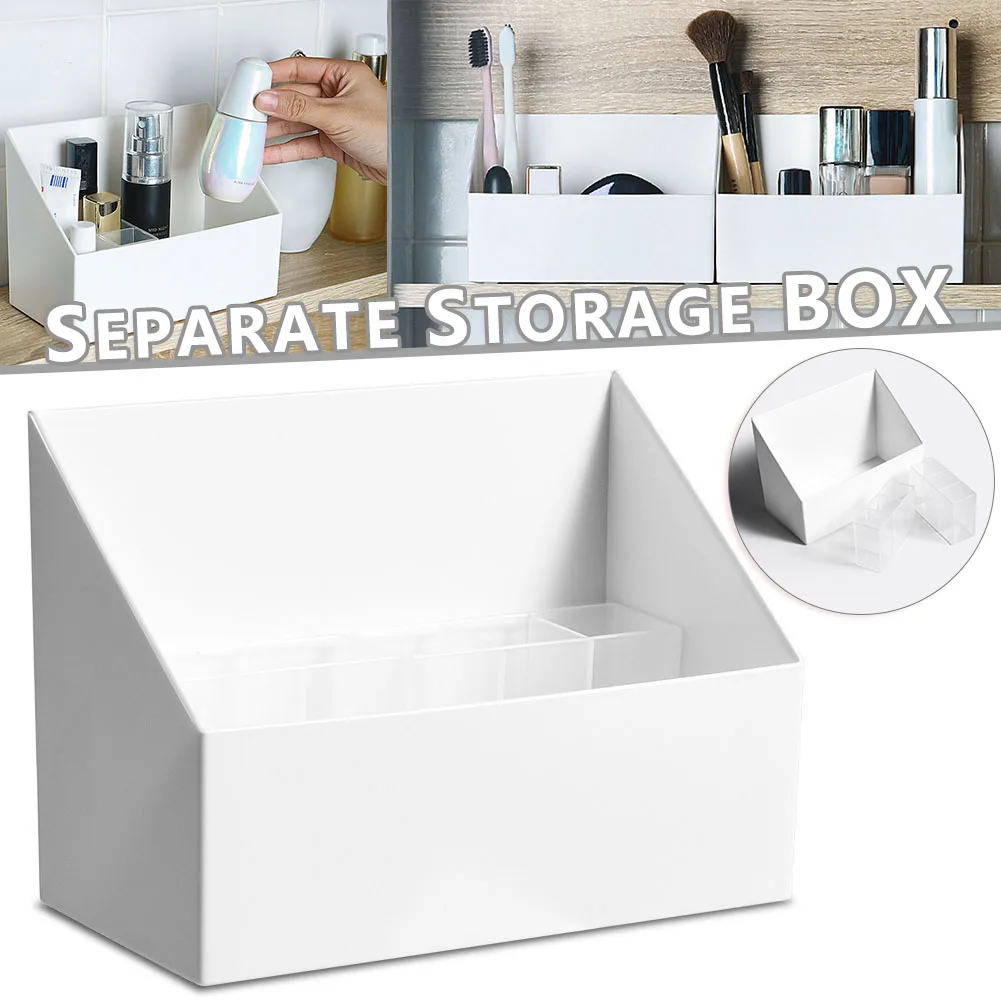

Cosmetic Make-Up Storage Box Plastic Desktop Divider Beveled Organizer Desk Finisher Jewelry Save Box Multi-function PR Sale