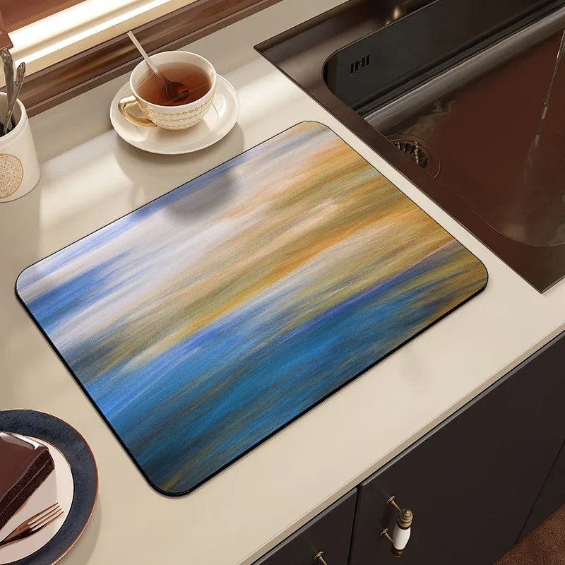

Kitchen Super Absorbent Draining Mats Coffee Dish Drying Mat Anti-slip Drain Pad Quick Dry Tableware Placemat Bathroom Bath Rugs