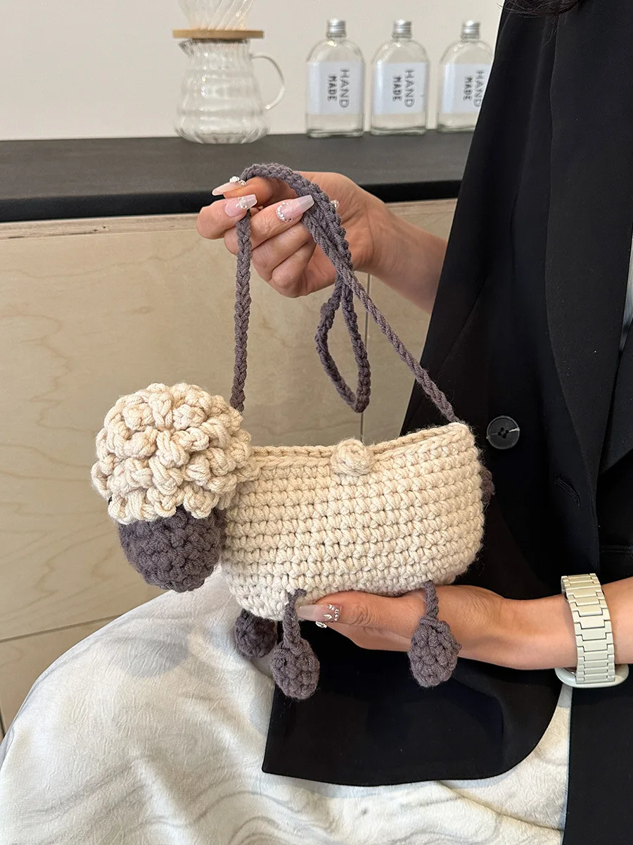 2024 Новинка! Сумка на плечо ручной работы в стиле овечки Shaun. Тканый. Одно