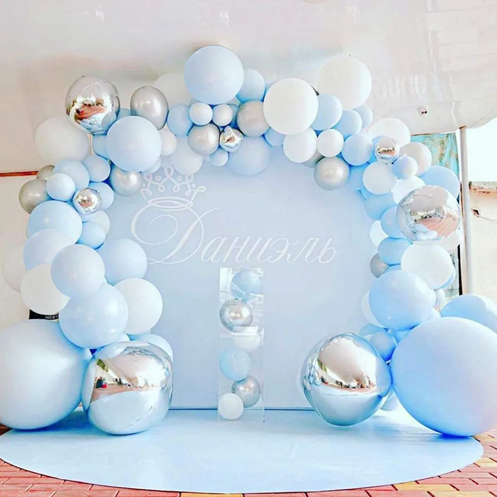 

101pcs Blue Macaron Ocean Hot Sale Suit Latex Balloons Baby Birthday Wedding Party Supplies Interior Decoration Layout Aluminum