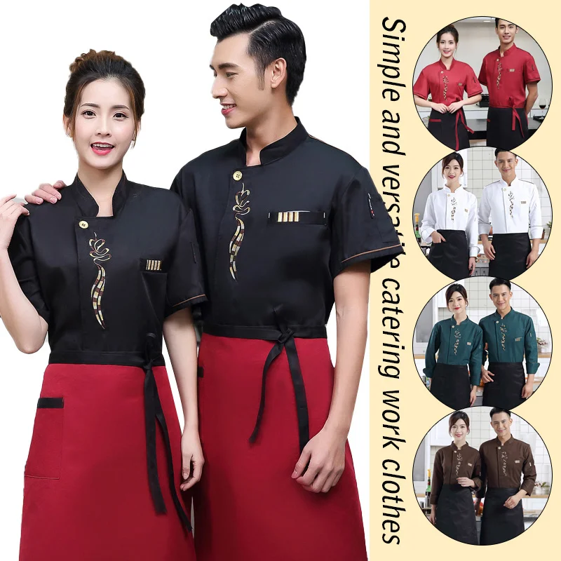 

Chef Coat Baking Chef Sushi Shop Work Wear Clothes Restaurant Hotel Kitchen Uniform Women Men Food Service Cook Uniform Apron