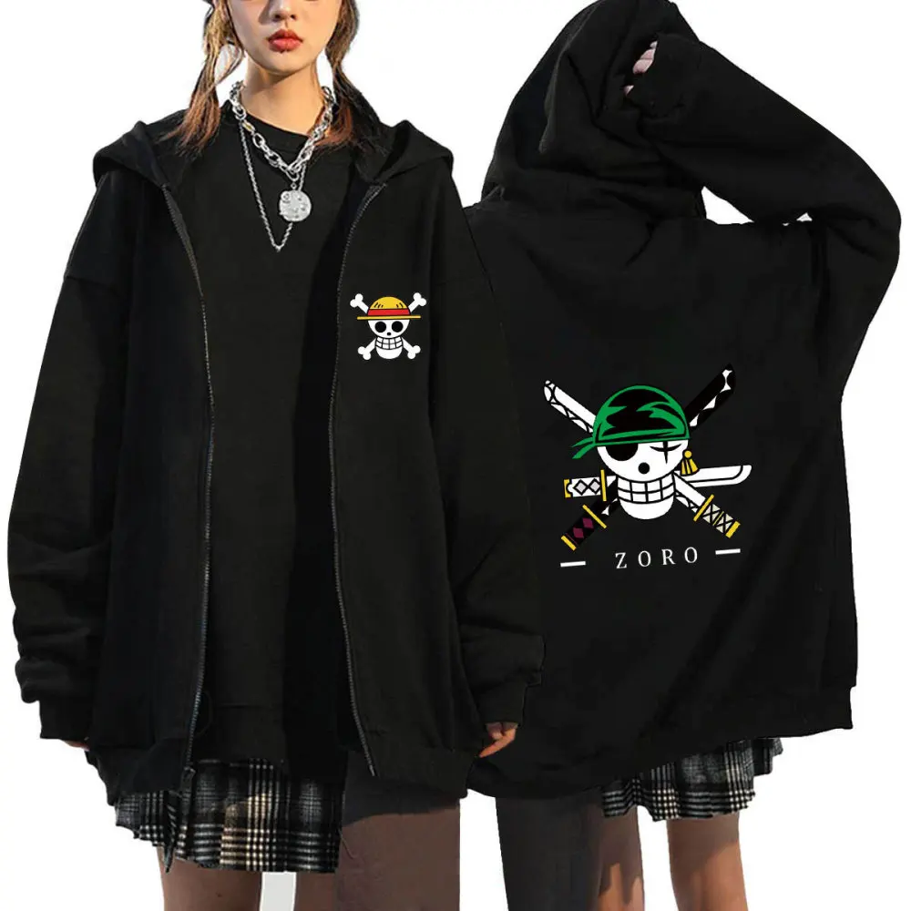 

Anime Jackets Coat Zip Up Hoodies Roronoa Zoro Luffy Printed Fleece Hooded Pullovers Harajuku Cosplay Hip Hop Sweatshirts Unisex