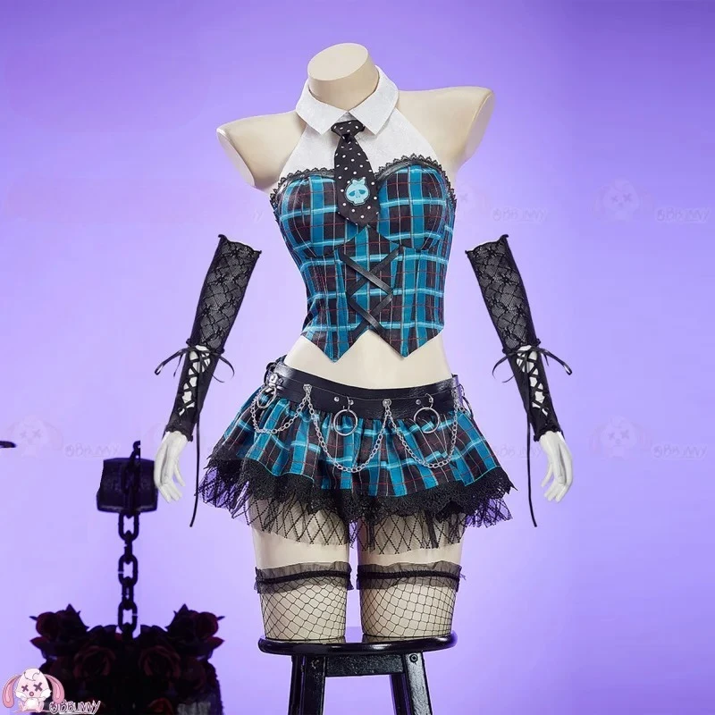 Фото Frankie Stein Monster Cos High Косплей Костюм Аниме Рубашка юбка носки перчатки Хэллоуин карнавал женская готическая JK новая форма №1