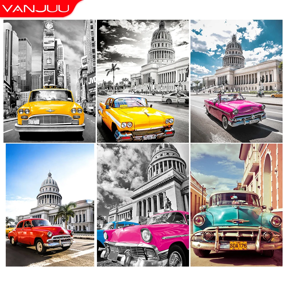 

Nostalgic Sports Car 5D Diamond Painting Classic Cars Diamond Art Mosaic Full Rhinestone Embroidery DIY Home Wall Decors