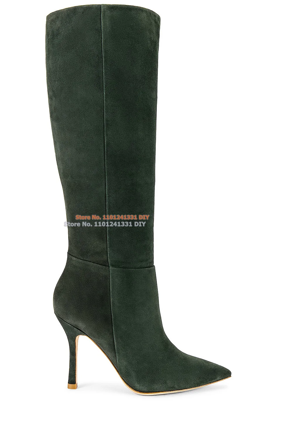 Military Green Winter Long Lory Boots Suede Leather Thin High Heel Knee High Boot Women Plus Size 35-45