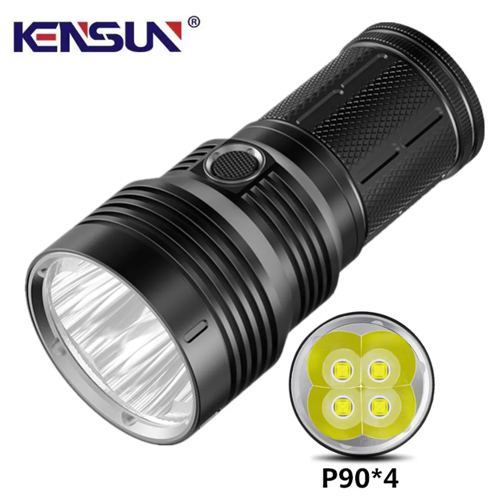 4PCS P90 High-brightness Lamp Beads Flashlight 12000 Lumens Built-in 4*18650 batteries 10400mAh/12800mAh Large Capacity