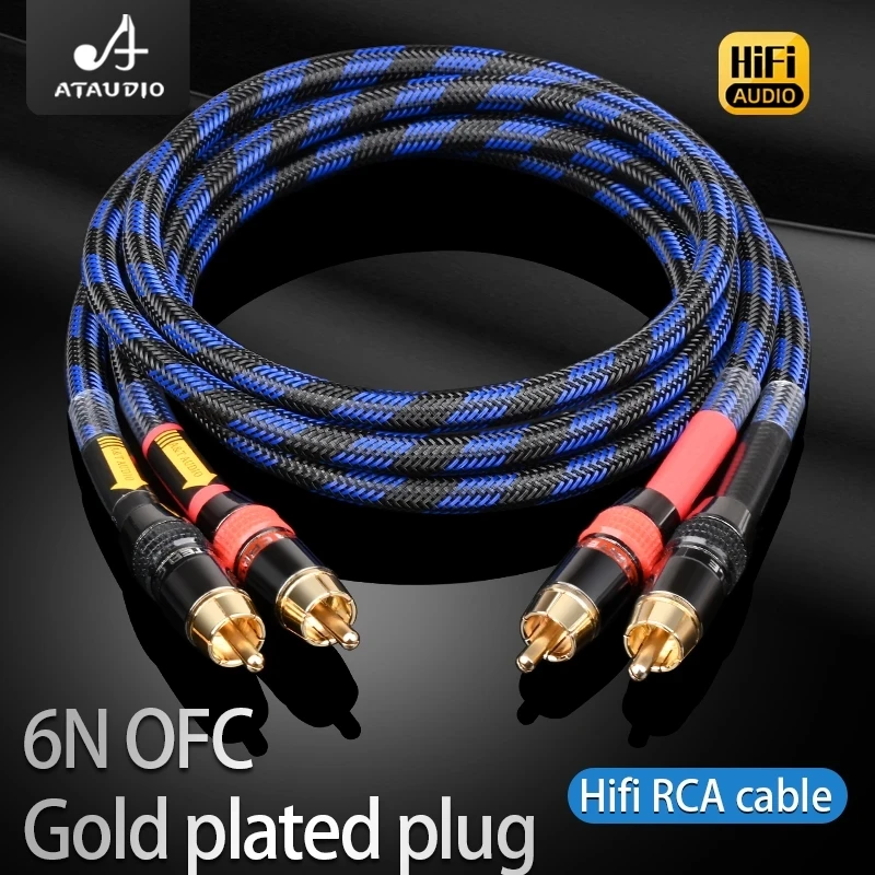 

One Pair Hifi RCA Cable Hi-end CD Amplifier Interconnect high quality 6N OFC core 2RCA to 2RCA Male Audio Cable