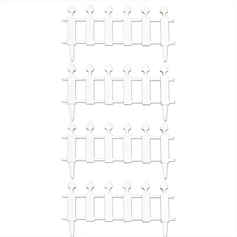 

4pcs Plastic Garden Lawn Border Edging Fence Pannels Outdoor Landscape Decor Edging Yard White Picket Fence Border