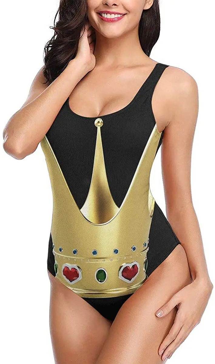 

Bikini Swimsuit for Women Crowns with Hearts Women's Backless Bikini Sexy Girl Summer Beach Swimwear High Waisted Bikini