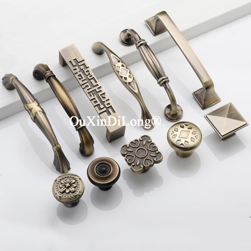 

Retro 4PCS Solid Zinc Alloy Bronze Furniture Handles Drawer Pulls Cupboard Wardrobe Kitchen Dresser Shoe TV Cabinet Pulls Knobs