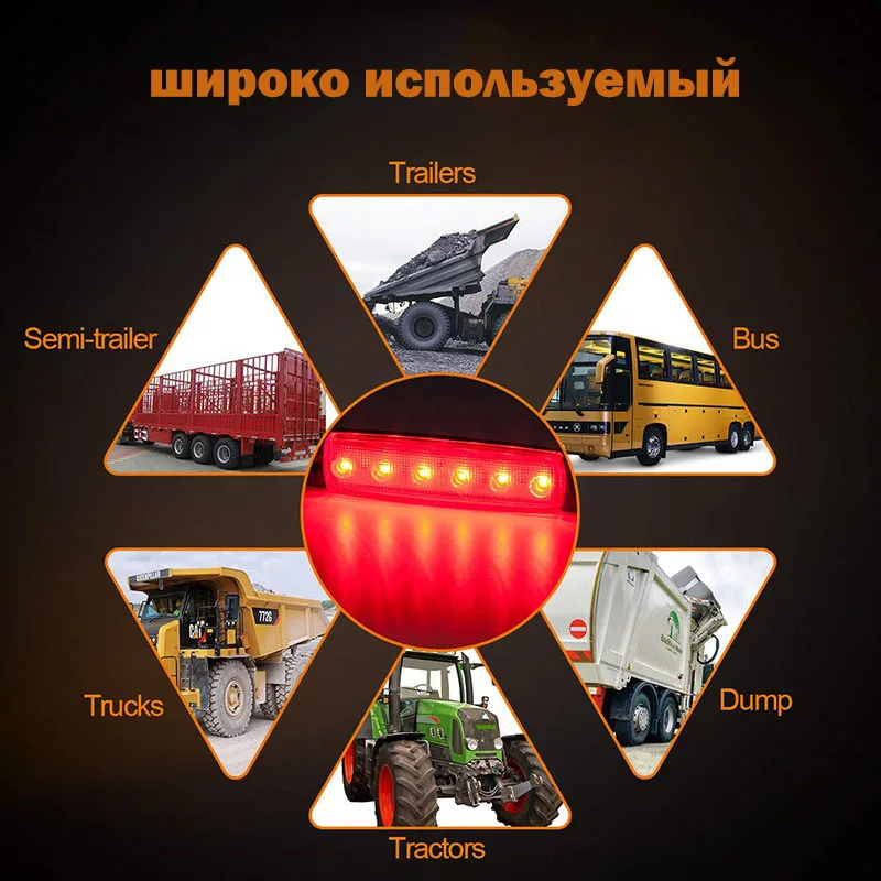 CARCTR 10PCS 24V Truck Lorry Trailer Side Marker Indicators Light Red Yellow White Warning Tail Car Turn Signal Lamp - купить по