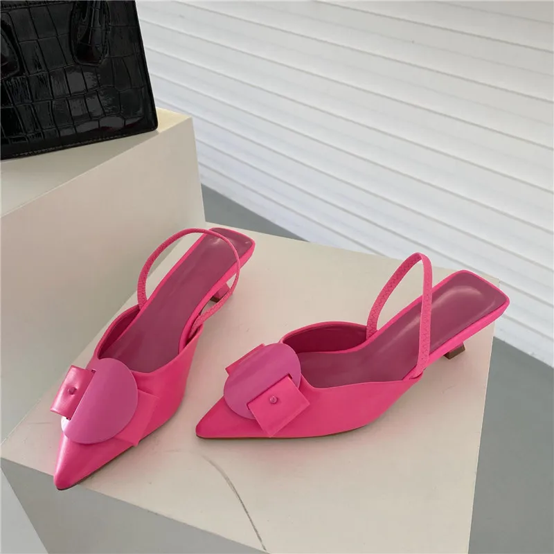 

Summer New Pointed Toe Low-heeled Sandals For Woman Slip On Outdoor Fashion Sexy Thin Heel Sandals Women Party Dress Shoes 2022