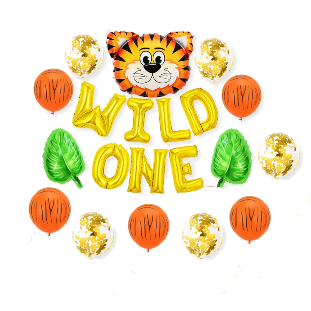 

Jungle Theme Party Decoration Animal Head Wild One Foil Balloons 12inch Animal Balls For Forest Birthday Party Supplies Kids Toy