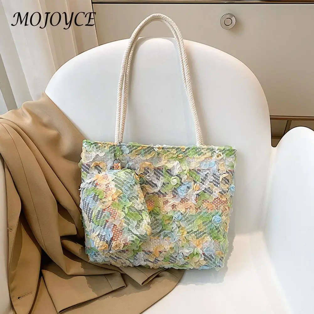 

Spring Summer Lace Flower Handbag Women Canvas Tote Ladies Elegant Printed Fairy Shoulder Underarm Bag Purse Designer Bags