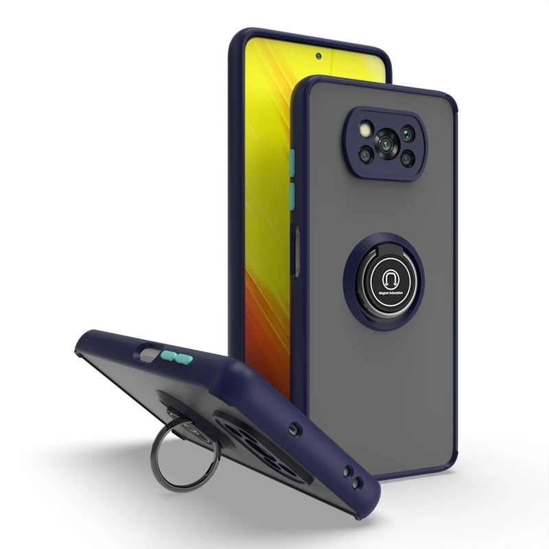 protective phone case for xiaomi redmi poco x3 pro nfc gt note 10s 9 10 9s 11t 11 m4 max plus car magnetic with ring stand cover free global shipping