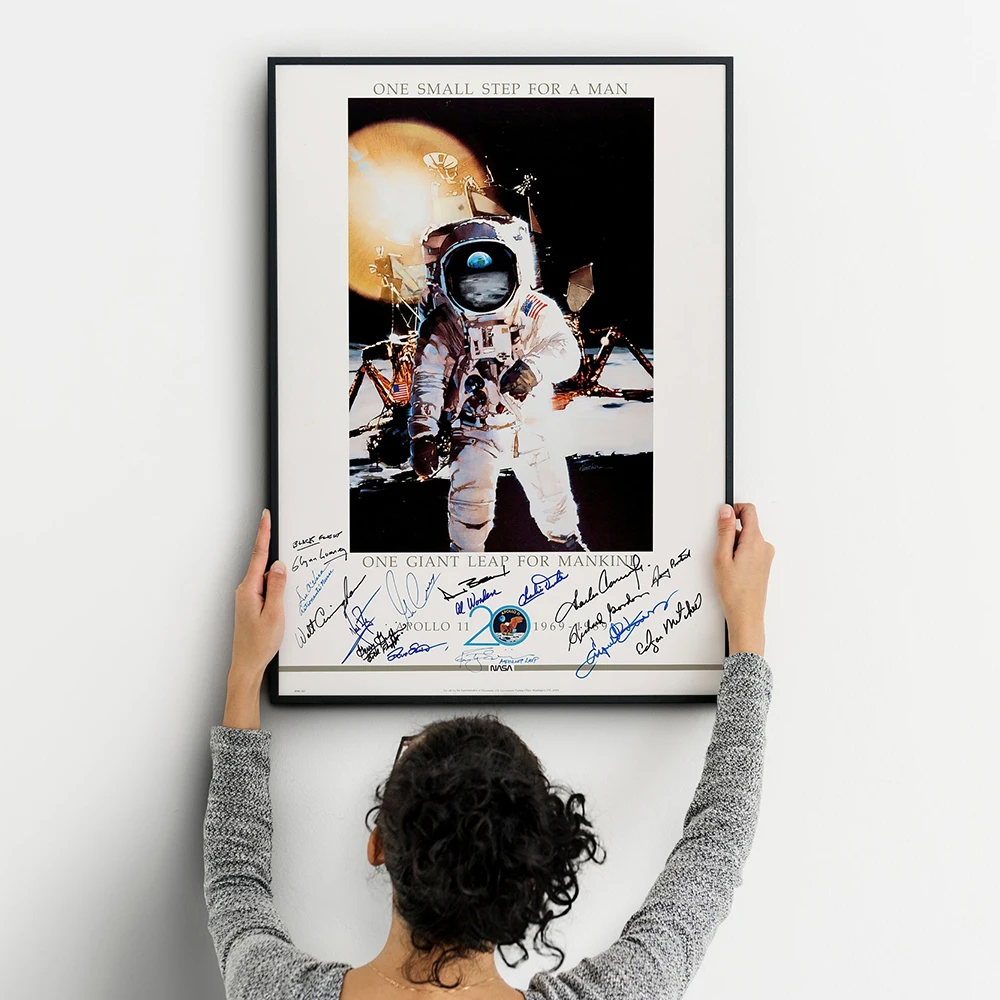 

Unique Apollo 11 Canvas Painting Poster Signed Art Kid Bedroom Print Picture For Living Room Wall Decoration Aerospace Dream Gif