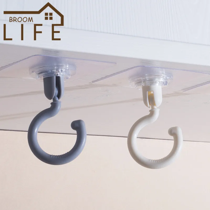 

2 pcs Punch-Free No Trace Bedroom Clothes Hook Wall-Mounted Rotatable Strong Bathroom Storage Hook Home Supplies Accessory