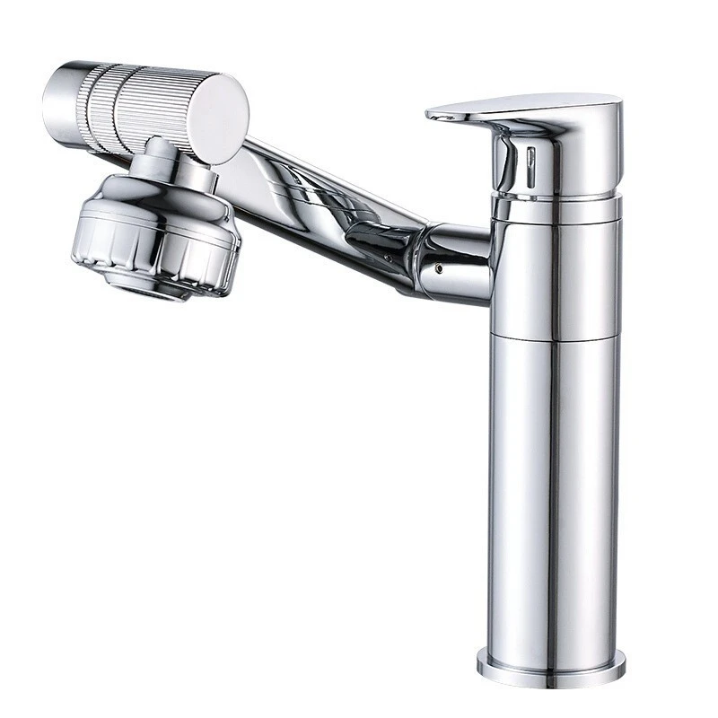 

Kitchen Sink Faucet Brass Basin Mixer Tap With One Handle And 2 Water Outlet Modes, Each Joint Rotates 360°