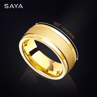 gold plated tungsten ring for men noble frosted rotary design personalized jewelry gift comfortable fitfree shippingcustomized