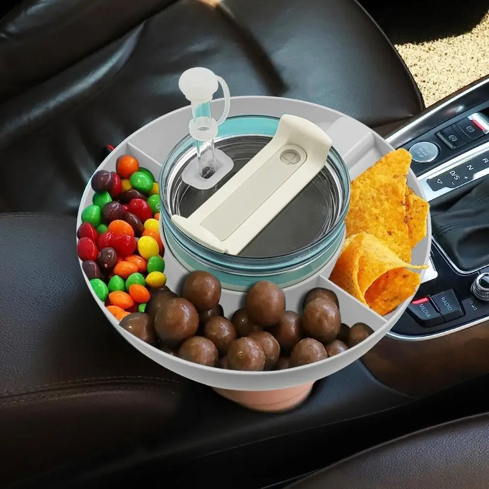 

Pink Snack Cup Holder Accessories White Plastic Snack Fruit Plate Blue Orange Car Mounted Drinking Cup Camping