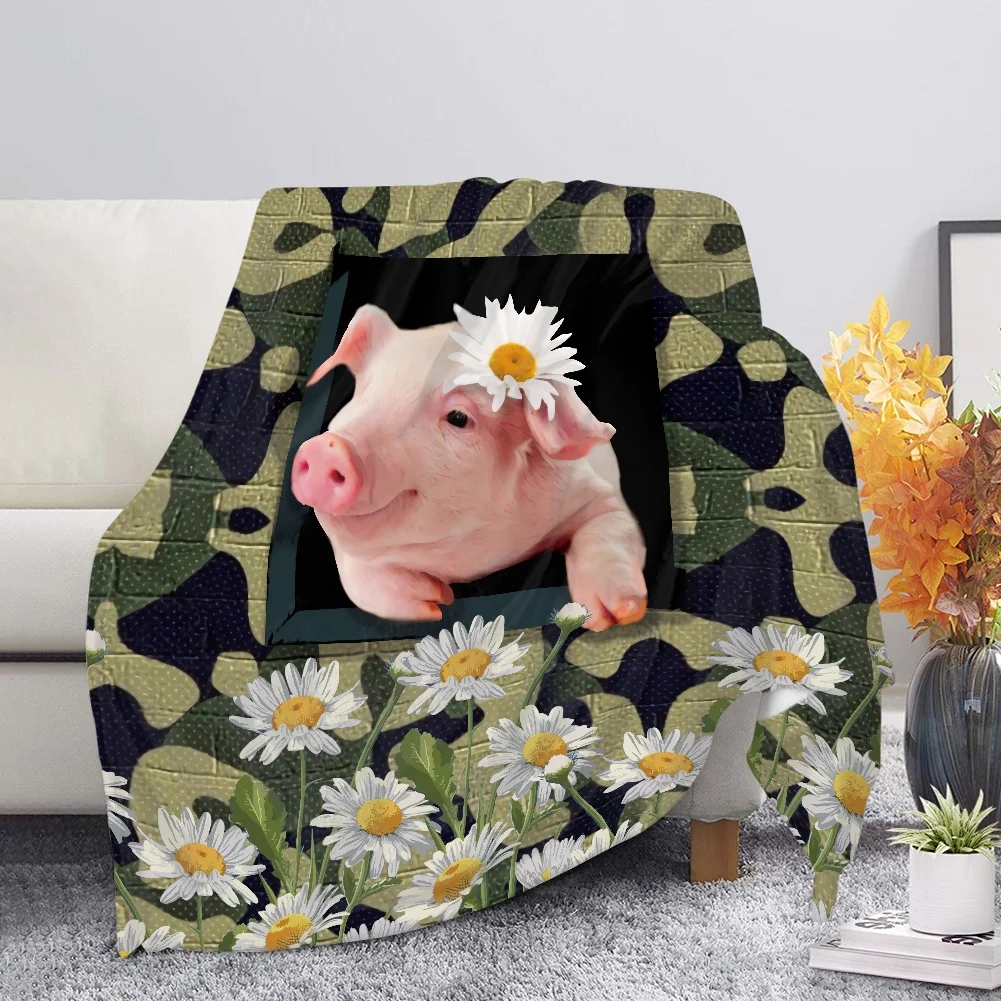 

Blanket Warm Bedroom Throw Blanket on Bed Sofa Bedding Travel Sherpa Blankets for Adult Kids King Quilt Cute Pig Pink Fleece