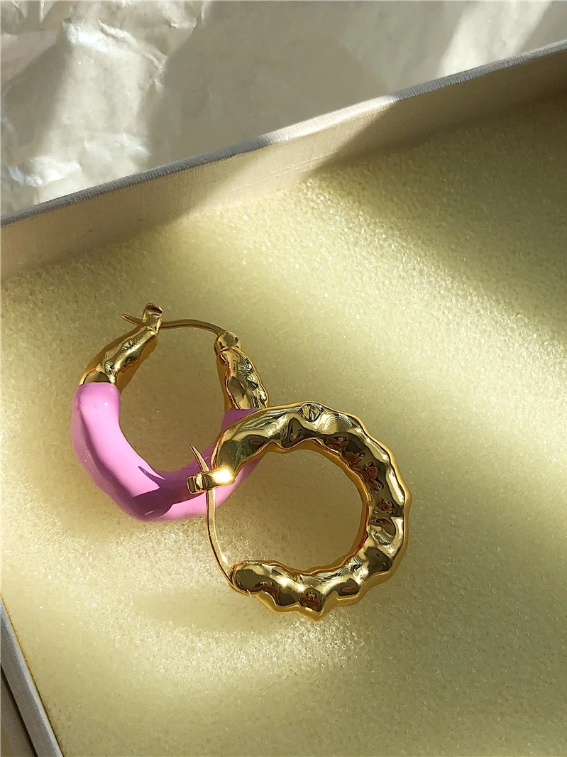 

Серьги неправильной формы с глянцевым покрытием, нежные асимметричные серьги розового цвета