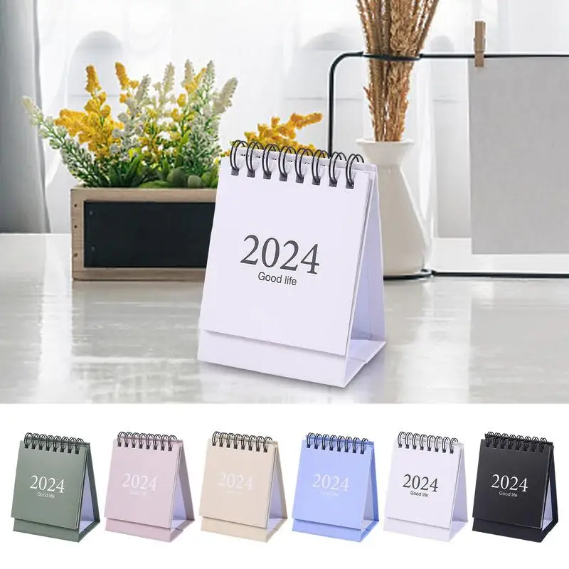 

2024 Desk Calendar Flipping Standing Small Desktop Calendar Planner Portable Monthly Calendar With Stickers For Table Desktop