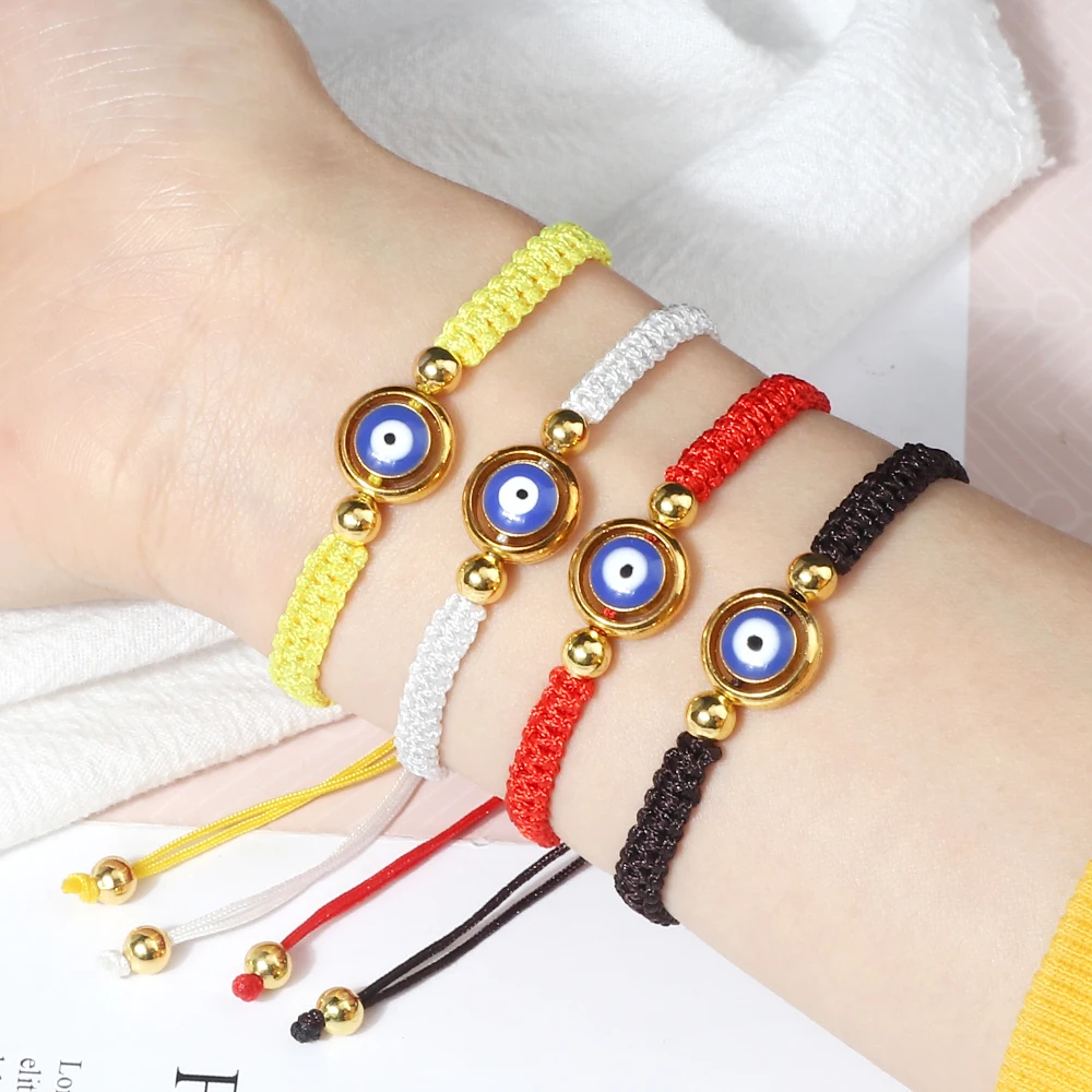 Женские и мужские браслеты на удачу черные белые красные плетеные из ниток