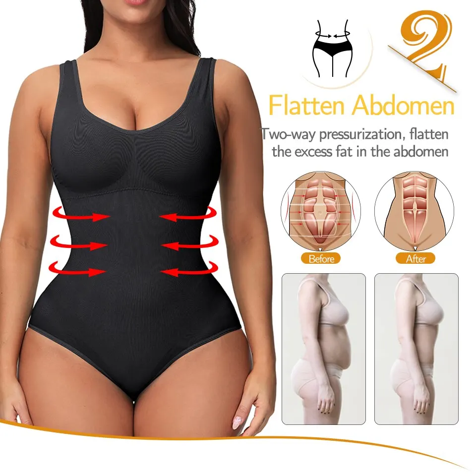 Tummy Control Shapewear Bodysuit for Women Slimming V-Neck Body Shaper Underwear Waist Trainer Bodysuit Body Briefer